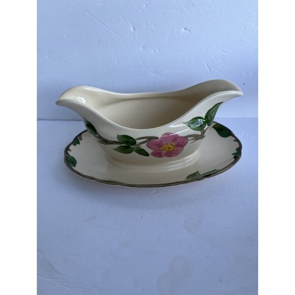 Franciscan Desert Rose Gravy Boat Made in England w/ Attached Drip/Underplate - Picture 2 of 13